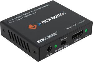 J-Tech Digital 18Gbps Digital/Analog Audio HDMI Embedder Inserter Support 4K@60Hz 4:4:4 HDR CEC HDCP2.2/1.4 with TOSLINK Optical 3.5mm Audio Input Options [JTECH-18GAEV2]