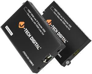 J-Tech Digital HDMI Extender over Single Cat5e/6/7 1080P 60Hz Up to 400ft, AV over IP HDMI Extender HDMI Loop Out IR Control (JTECH-EX-120MV2)