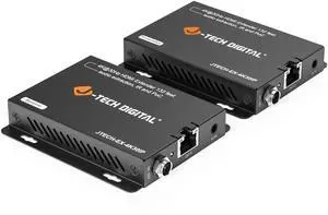 J-Tech Digital 4K HDMI Extender Over Ethernet Cat6/Cat7, 4K@30Hz Up to 132 Ft 1080P Up to 230 Ft, Supports 3.5mm Audio Extraction Port, HDMI Loop Out, IR, PoC [JTECH-EX-4K30IP]