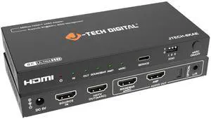 J-Tech Digital 8K HDMI Audio Extractor with eARC ARC 8K 60Hz 4K 120Hz, HDMI to Optical L/R Converter Adapter, HDCP 2.3 HDR CEC EDID [JTECH-8KAE]