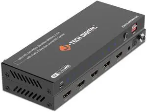 J-Tech Digital 8K HDMI Switch 4 In 1 Out, 8K@60Hz 4K@120Hz 1080P@240Hz with Audio Extraction, HDMI to Optical & Analog 3.5mm, HDR HDCP2.3 EDID Control (JTECH-8KSW41AE)