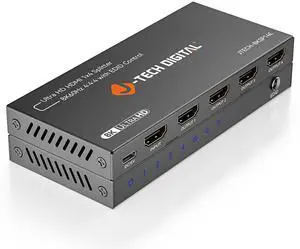 J-Tech Digital 8K HDMI Splitter 1 In 4 Out, HDMI 2.1 1x4 Splitter 8K@60Hz 4K@120Hz 1080P@240Hz, Duplicate/Mirror Screen 3 EDID Modes with Downscaling HDCP 2.3 [JTECH-8KSP14E]