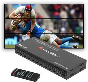 J-Tech Digital Video Wall Controller 3x3, 4K30Hz Input 1080P Output HDMI Video Wall Processor with Audio Extraction, 13 Display Modes 180° Image Rotation Edge Masking [JTECH-VW0109-AE]