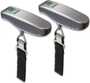 JTD 2-PACK Digital Hanging Luggage Scale Large LCD Display 110 LB for Travel and Home Use (Silver)