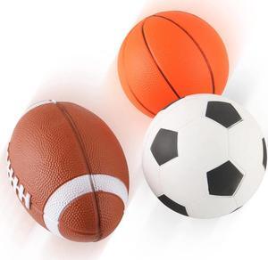 Ball Set of 4 Soft PU Balls Easy Grip and Throw, for Toddlers & Kids (Football,  Basketball, Soccer, Baseball)