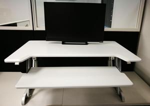 Amtone Height Adjustable Tabletop Standing or Sit Desk Riser with Keyboard Tray, White
