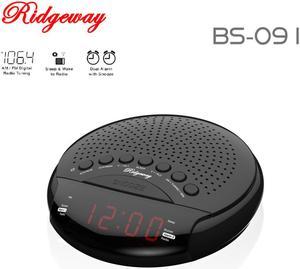 Ridgeway BS-091 Clock Radio FM/AM Portable Radio With Clock & Dual Alarm & LED Display / 20 Stations (10 FM/10 AM) Built-in Antenna Color Black