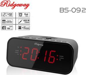 Ridgeway BS-092 Clock Radio PLL FM Portable Radio With Clock & Dual Alarm & LED Display Color Black