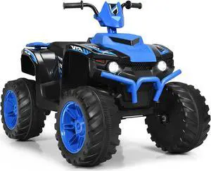 Costway 12V Kids 4-Wheeler ATV Quad Ride On Car w/ LED Lights Music  USB Navy