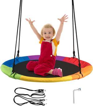 Goplus 40'' Flying Saucer Tree Swing Indoor Outdoor Play Set Swing for Kids Colorful