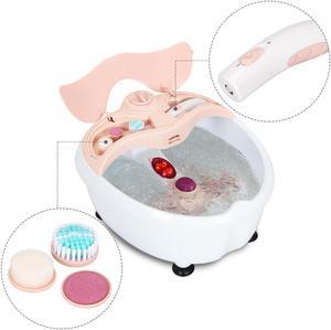 Foot Spa Bath Massager Bubble Vibration Red Light Rollers Handheld Foot Cleaner