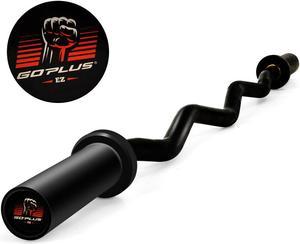 Goplus 48''Phosphate Steel Olympic EZ Curl Bar 28mm Grip Home Gym Fitness Equipment