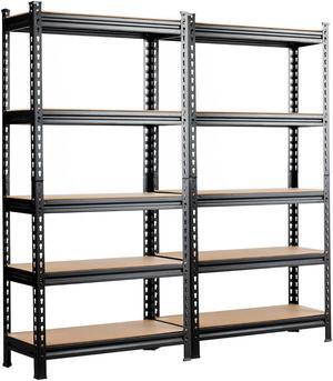 Costway 2 PCS 5-Tier Metal Storage Shelves 60'' Garage Rack Adjustable