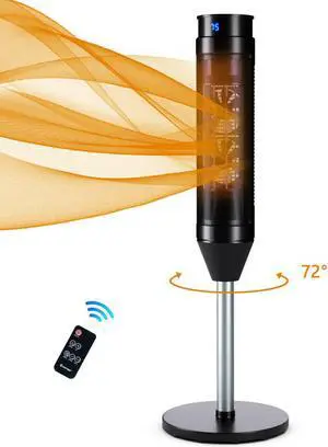 Costway 1500W Portable Oscillating Ceramic Pedestal Heater w/ Timer Remote Control Room