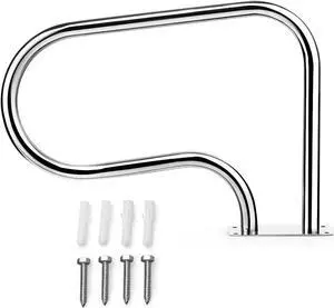 Costway Swimming Pool Hand Rail Stainless Steel Ladder Handrail Stair Rail w/ Base Plate Costway Swimming Pool Hand Rail Stainless Steel Ladder Handrail Stair Rail w/ Base Plate