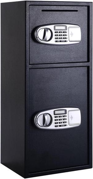 Double Door Digital Safe Depository Drop Box Safes Cash Office Security Lock
