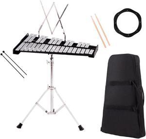 Costway Percussion Glockenspiel Bell Kit 30 Notes w/ Practice Pad +Mallets+Sticks+Stand