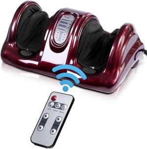 Shiatsu Foot Massager Kneading and Rolling Leg Calf Ankle w/ Remote Red Burgundy