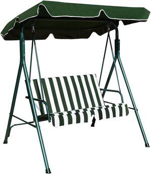 Costway Loveseat Patio Canopy Swing Glider Hammock Cushioned Steel Frame Outdoor Green