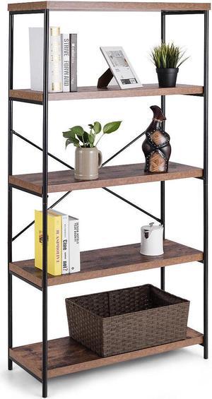 Costway 5-Tier Bookshelf, Industrial Etagere Bookcase, Rustic Display Shelf Organizer