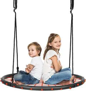 Costway 40'' Spider Web Tree Swing Set w/ Adjustable Hanging Ropes Kids Play Set Orange