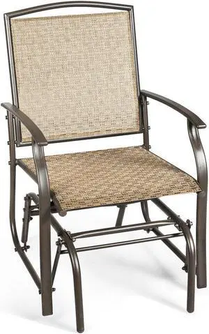 Costway Patio Swing Single Glider Chair Rocking Seating Steel Frame Garden Furni Brown Costway Patio Swing Single Glider Chair Rocking Seating Steel Frame Garden Furni Brown