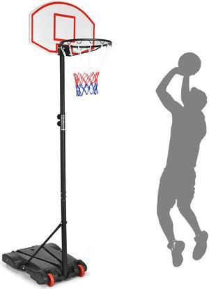 Costway Adjustable Basketball Hoop System Stand Kid Indoor Outdoor Net Goal W/ Wheels