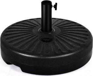 Costway 20'' Round 23L Water Filled Umbrella Base Stand Self-filled Patio Furniture Black