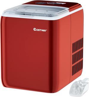 Costway Portable Countertop Ice Maker Machine 44Lbs/24H Self-Clean w/Scoop Red