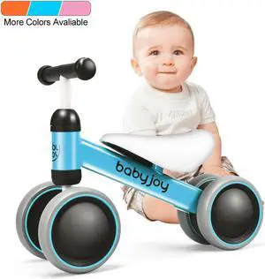 Babyjoy 4 Wheels Baby Balance Bike Children Walker No-Pedal Toddler Toys Rides Blue