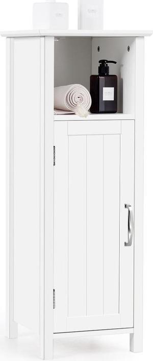 Bathroom Floor Storage Cabinet Free Standing w/ Single Door Adjustable Shelf