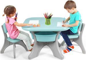 Children Kids Activity Table & Chair Set Play Furniture W/Storage Outdoor/Indoor