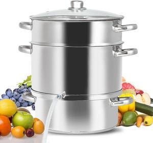 Costway 11-Quart Stainless Fruit Juicer Steamer Stove Top w/ Tempered Glass Lid