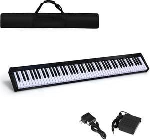 88 Key Digital Piano Portable MIDI Keyboard Bluetooth w/ Pedal & Bag Black