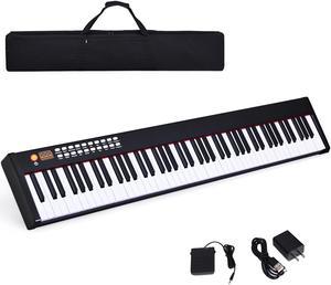 Costway BXII 88 Key Digital Piano MIDI Bluetooth Keyboard w/ Pedal & Bag Black