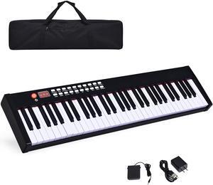 BXII 61 Key Digital Piano MIDI Keyboard Touch sensitive w/ Bluetooth & MP3 Black