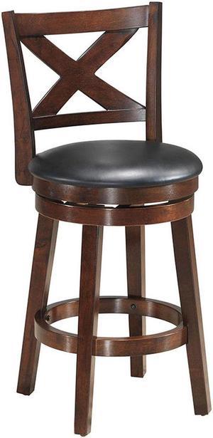 Costway Swivel Stool 24'' Counter Height X-Back Upholstered Dining Chair Kitchen Espresso