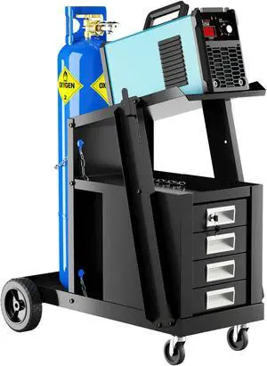 Costway 4 Drawer Cabinet Welding Welder Cart Plasma Cutter Tank Storage MIG TIG ARC