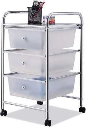 Costway 3 Drawers Metal Rolling Storage Cart Scrapbook Supply & Paper Home Office White
