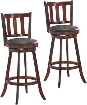 Costway Set of 2 29.5'' Swivel Bar stool Leather Padded Dining Kitchen Pub Bistro Chair High Back