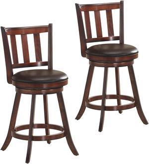 Costway Set of 2 25'' Swivel Bar stool Leather Padded Dining Kitchen Pub Bistro Chair High Back