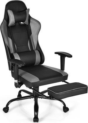 Steelway Gaming Chair, Office Chair, Leather Racing Style Massage Gaming  Chairs for Adults and Kids,Adjustable Swivel Task Chair with Lumbar  Support, Headrest Pillow and Footrest(Black&Blue) 