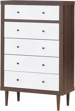 Costway 5 Drawer Dresser Wood Chest of Drawers Storage Freestanding Cabinet Organizer