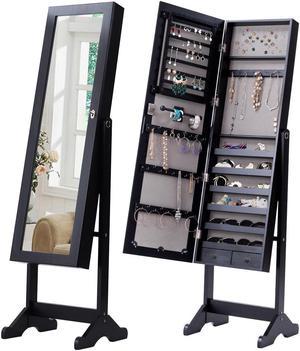 Costway Mirrored Jewelry Cabinet Storage Organizer Drawers
