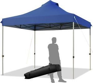 Costway 10' x 10' Portable Pop Up Canopy Event Party Tent Adjustable W/Roller Bag Blue