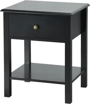 Costway End Table Nightstand Storage Display Drawer Shelf Beside Bedroom Black