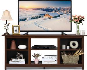 Costway TV Stand 58 inch Entertainment Media Console Center Up to 65 inch Coffee with 2 Tiers