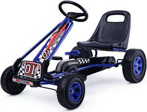 Costway 4 Wheels Kids Ride On Pedal Powered Bike Go Kart Racer Car Outdoor Play Toy Blue