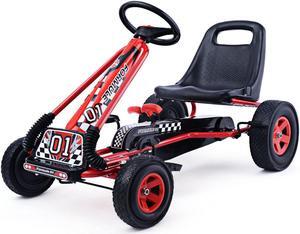 Costway 4 Wheels Kids Ride On Pedal Powered Bike Go Kart Racer Car Outdoor Play Toy Red