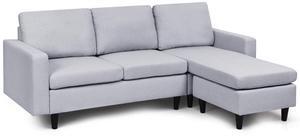 Costway Convertible Sectional Sofa Couch Fabric L-Shaped Couch w/Reversible Chaise Gray